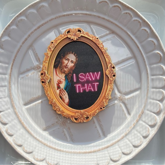 I Saw That Jesus Fridge Magnet Vintage Style Oval Frame Humor Decor - Picture 2 of 3
